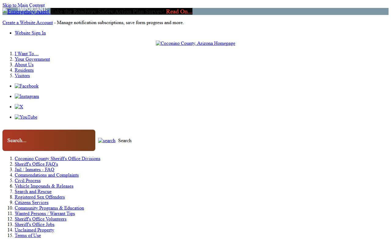 Coconino County Sheriff FAQ about inmate information