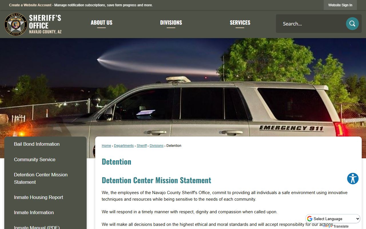 Navajo County detention center information