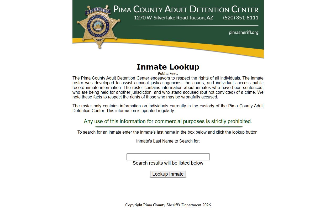 Pima County inmate lookup for 24 hour booking records