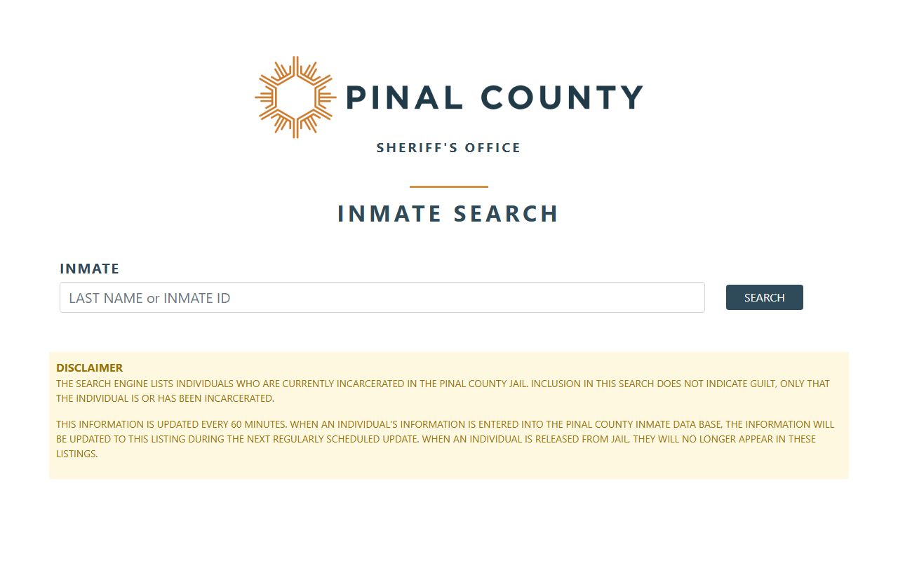 Pinal County inmate search page showing paused status