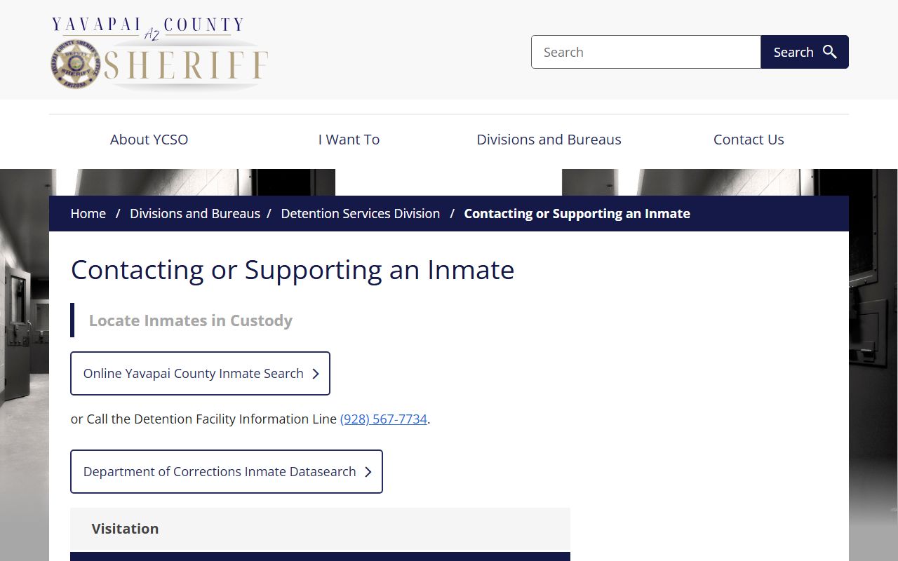 Yavapai County inmate contact and visitation information